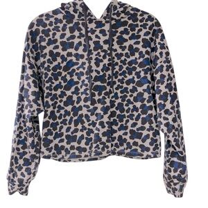 Wild Fable Women’s Gray and Blue Animal Print Leopard Print Cropped Hoodie Sz XS